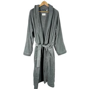 Frette Luxury Velour Gray Shawl Collar Bathrobe Large